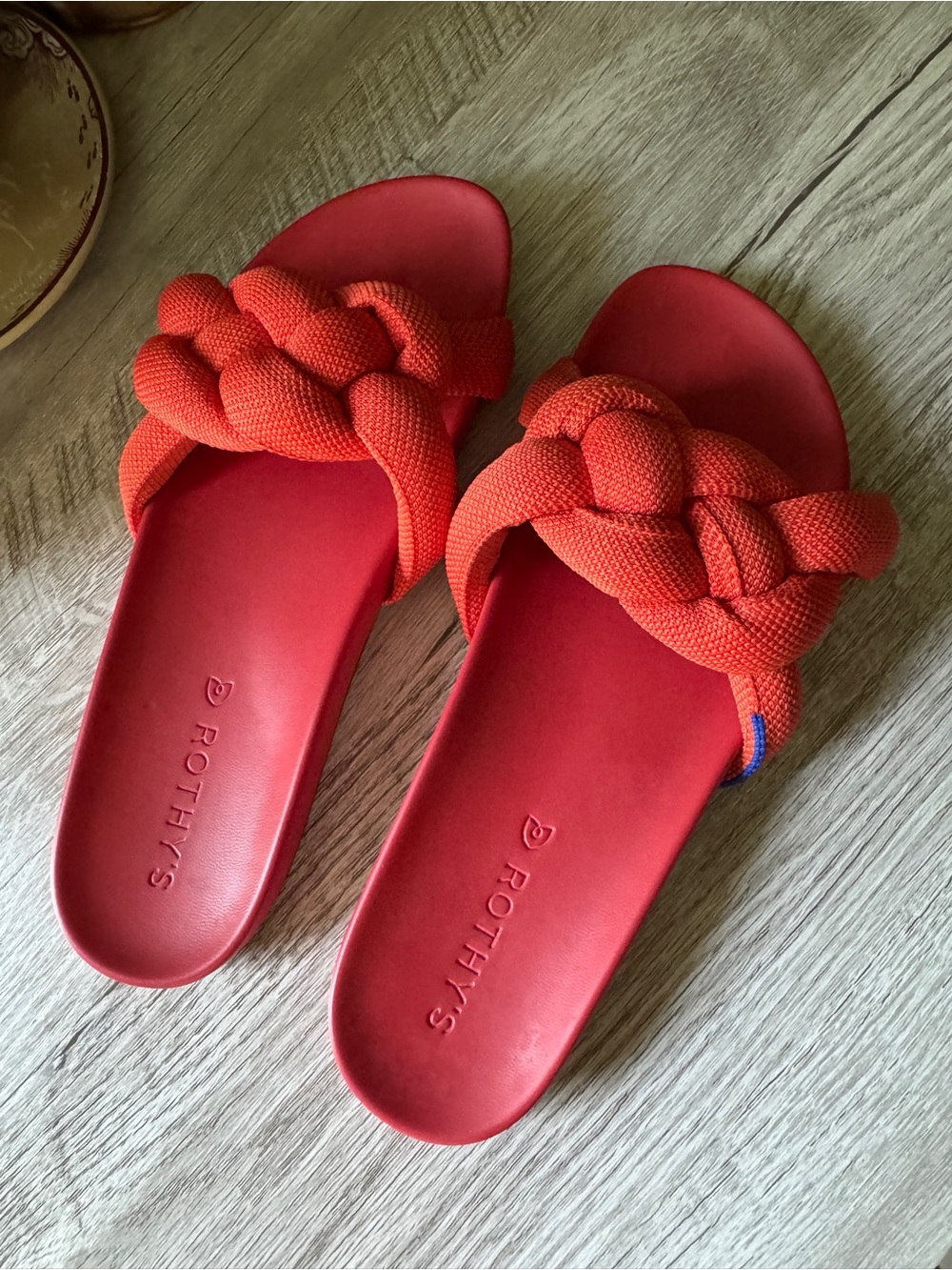 Rothy's Women's Braided bubble Slide Sandals in Bright Red
